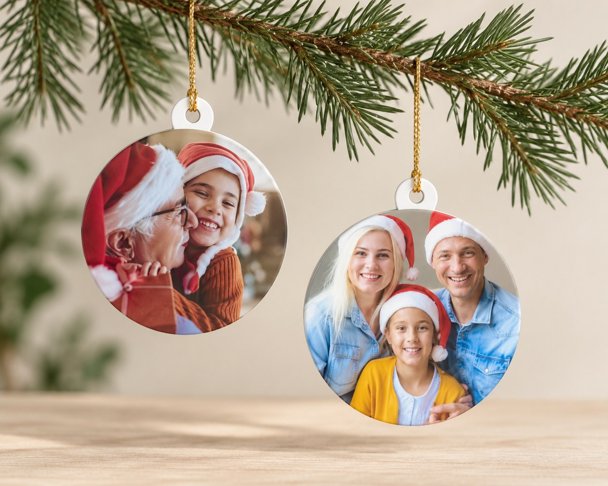 Bola de Natal em MDF com Foto